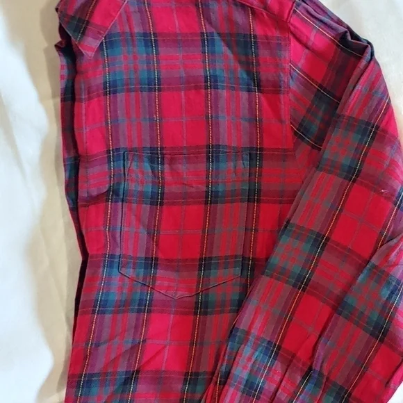Vintage 1980's Red and Green Plaid Shirt - Picture 4 of 4